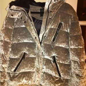 Andrew Marc Womens SILVER Full Zip Hooded Premium Down Puffer Jacket - Size XL